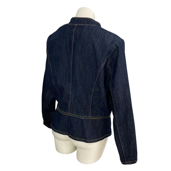 Nicki Minaj Blazer Womens 2X Denim Peplum Zip Up Jacket Work Office Casual - Picture 3 of 13
